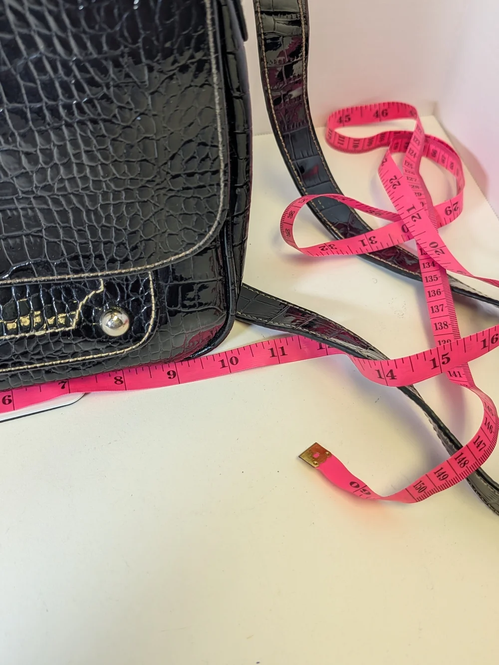 liz & co. Black Croc-Embossed Crossbody Bag with Metal Accent